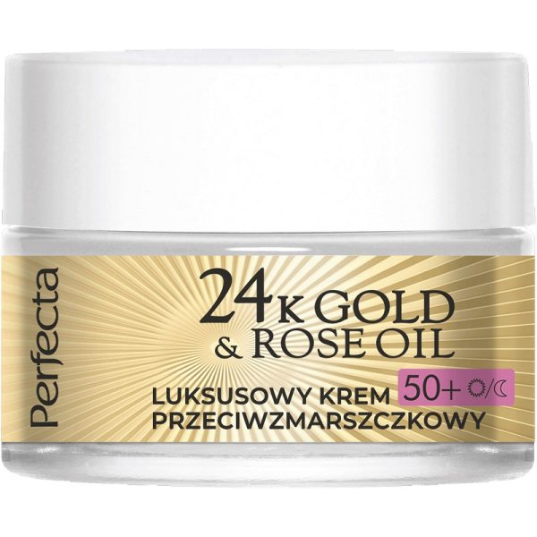 24K Gold & Rose Oil luksusowy krem przeciwzmarszczkowy na dzień i na noc 50+ 50ml Fashion