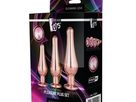 Gleaming Love Rose Gold Pleasure Plug Set zestaw korków analnych 3szt. For Cheap