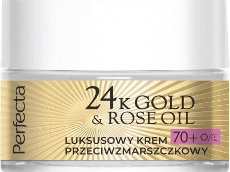 24K Gold & Rose Oil luksusowy krem przeciwzmarszczkowy na dzień i na noc 70+ 50ml For Sale