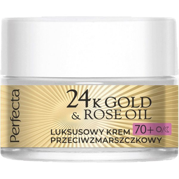 24K Gold & Rose Oil luksusowy krem przeciwzmarszczkowy na dzień i na noc 70+ 50ml For Sale