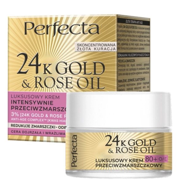 24K Gold & Rose Oil luksusowy krem przeciwzmarszczkowy na dzień i na noc 80+ 50ml Discount