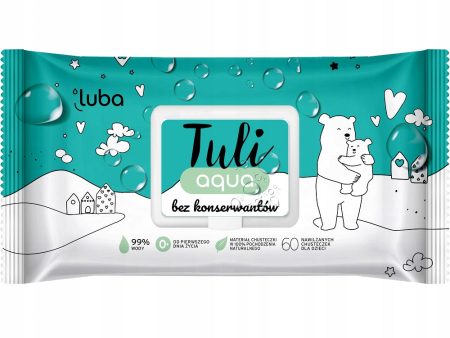 Tuli Aqua nawilżane chusteczki dla dzieci bez konserwantów 60szt Online now