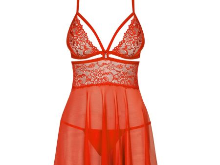 838-BAB-3 babydoll i stringi Red L XL Online Hot Sale