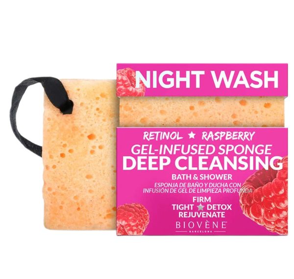 Night Wash głęboko oczyszczająca gąbka z retinolem i żelem malinowym 75g on Sale