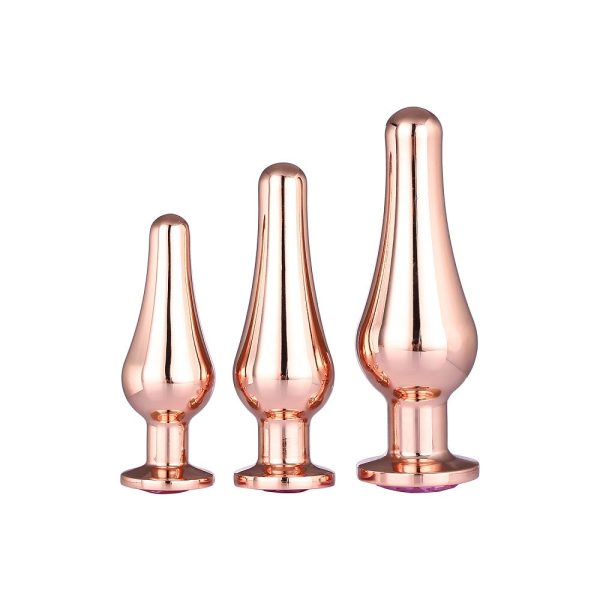 Gleaming Love Rose Gold Pleasure Plug Set zestaw korków analnych 3szt. For Cheap