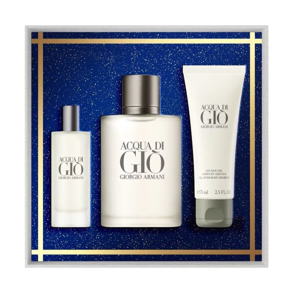 Acqua di Gio Pour Homme zestaw woda toaletowa spray 100ml + woda toaletowa spray 15ml + żel pod prysznic 75ml Online now