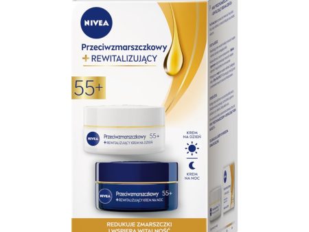 2 Pack Przeciwzmarszczkowy+ Rewitalizujący krem na dzień i krem na noc 55+ 2x50ml For Discount