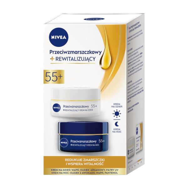 2 Pack Przeciwzmarszczkowy+ Rewitalizujący krem na dzień i krem na noc 55+ 2x50ml For Discount