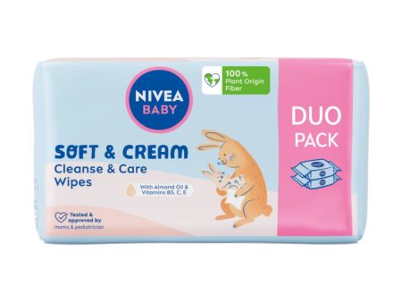 Baby Soft & Cream chusteczki biodegradowalne 2x57szt Cheap